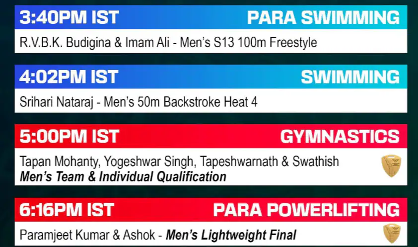 CWG Indian Schedule 1/3